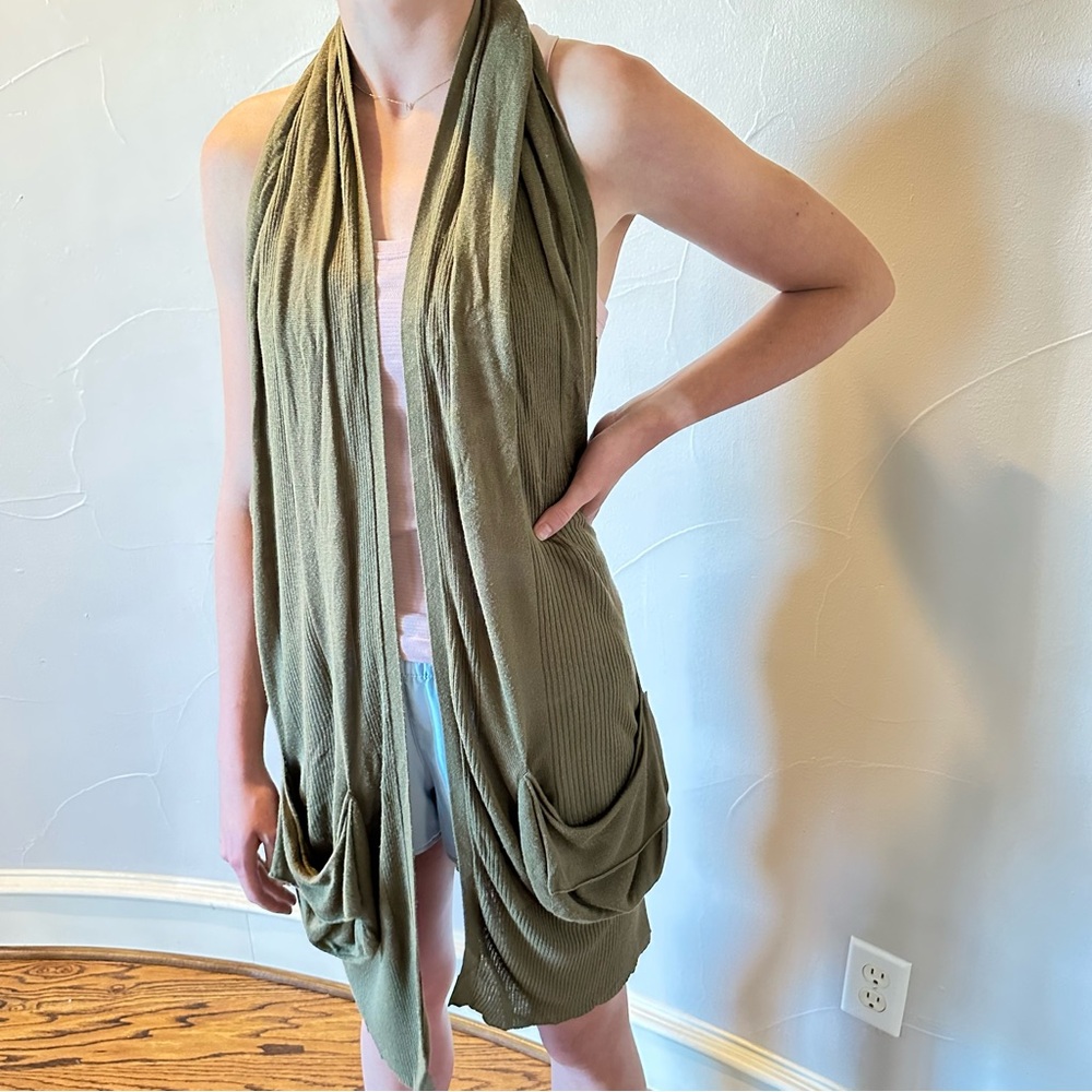 FIRETRAP Olive Green Draped Pocket Halter Vest🌸